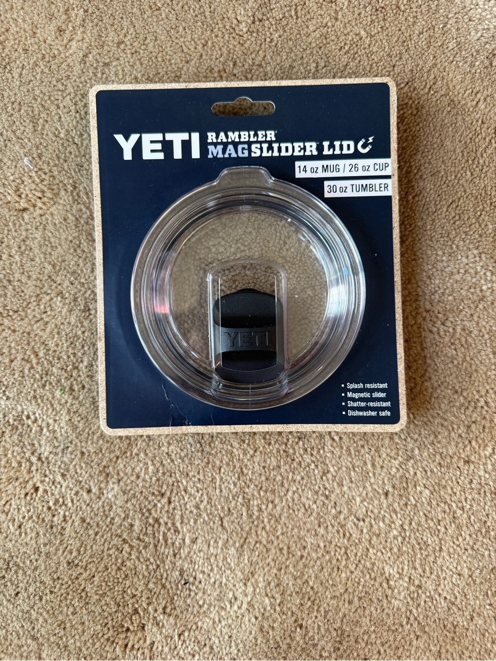 Yeti Rambler MagSlider Lid Clear with Black Slider Packaged